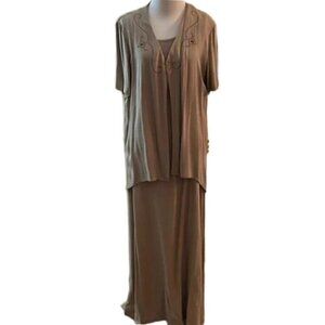 K Studio Tan Maxi Dress and Blouse Set - Size 8